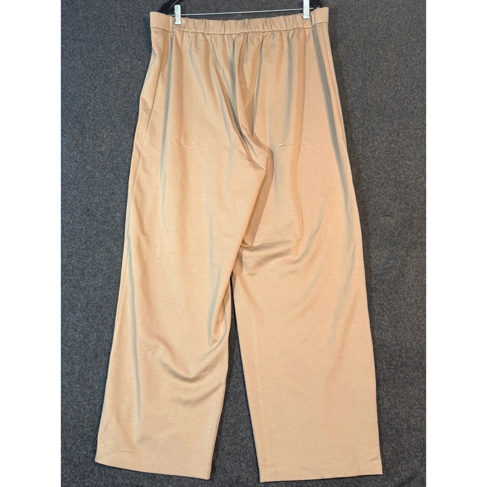 Eileen Fisher Tan Wide Leg Ponte Jersey Trousers Pants XL Elastic‎ Back USA Made - Picture 3 of 7